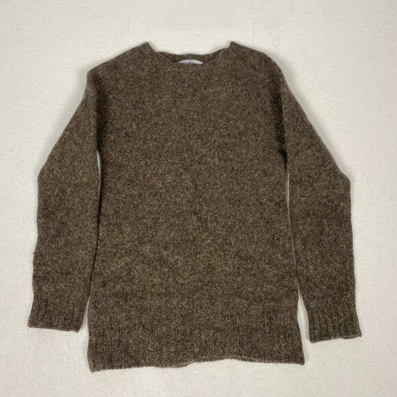 Vintage Made in Scotland John Tulloch Pure Wool Brown Long Knit Sweater - Picture 3 of 9